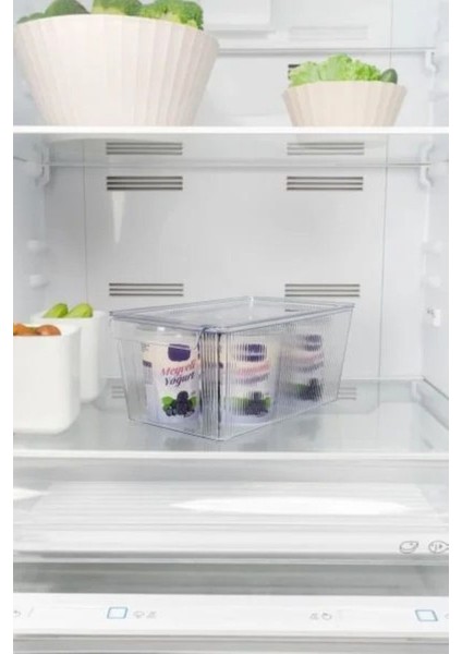 Kapaklı Şeffaf Buzdolabı Organizeri ve Saklama Kabı 6500ML modelleri