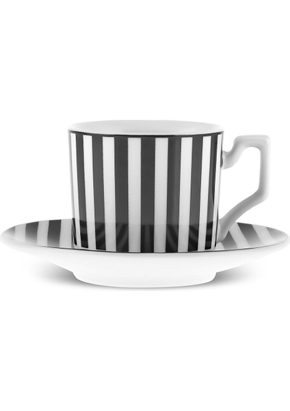 Geometrik 6 Kişilik Kahve Fincan Takımı 90 ml Siyah Beyaz modelleri