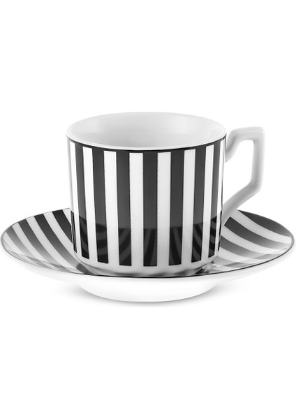 Geometrik 6 Kişilik Kahve Fincan Takımı 90 ml Siyah Beyaz indirimleri