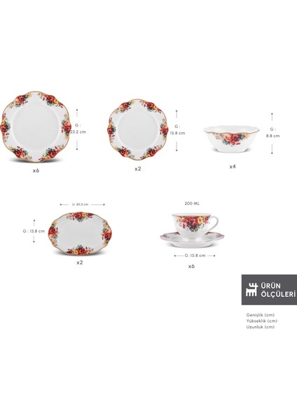 Forever Bone Amarose 26 Parça 6 Kişilik Kahvaltı Takımı fiyatları