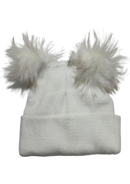 Kız Bebek Çift Ponponlu Triko Bere Standart 0-3 Yaş fiyatları