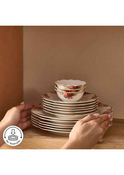 Forever Bone Amarose 26 Parça 6 Kişilik Kahvaltı Takımı