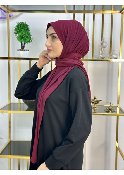 Ithal Kumaş Çıtçıtlı Hazır Şal Iki Sekılde Kullanılır Bordo Renk
