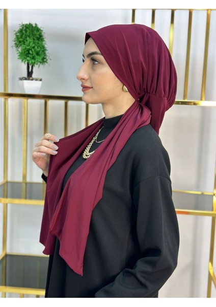 Ithal Kumaş Çıtçıtlı Hazır Şal Iki Sekılde Kullanılır Bordo Renk