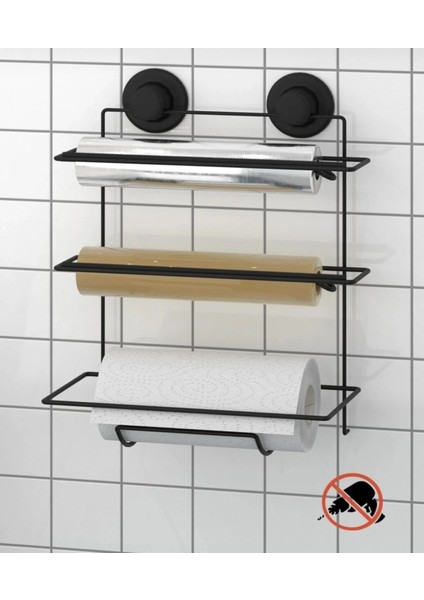 Vakumlu 3 Katlı Folyoluk Strech Film ve Kağıt Havluluk Siyah