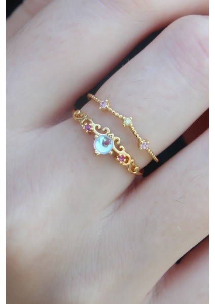 bulurum gold renk zirkon taşlı taç model kadın yüzük