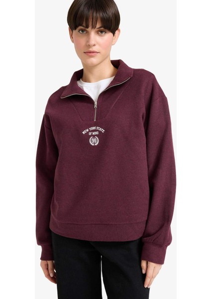 Regular Fit Yarım Fermuarlı Baskılı Sweatshirt F7888AX25WN