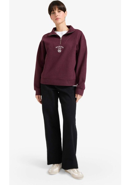 Regular Fit Yarım Fermuarlı Baskılı Sweatshirt F7888AX25WN fiyatları