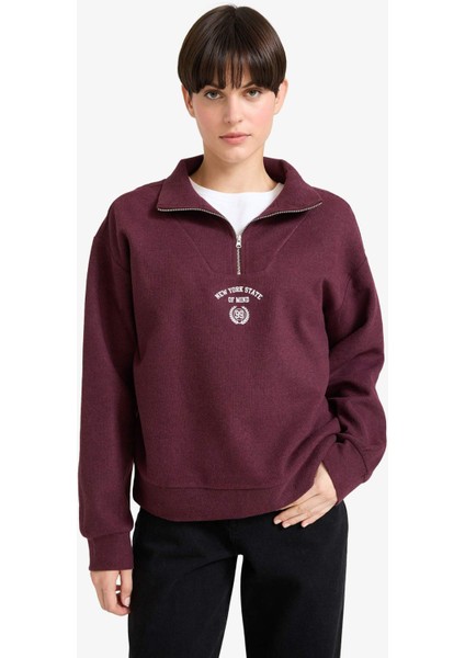 Regular Fit Yarım Fermuarlı Baskılı Sweatshirt F7888AX25WN modelleri