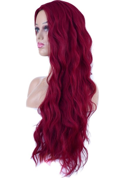 Uzun Su Dalgası Fiber Sentetik Peruk / Kızıl fırsatları