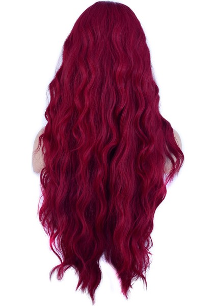Uzun Su Dalgası Fiber Sentetik Peruk / Kızıl indirimleri