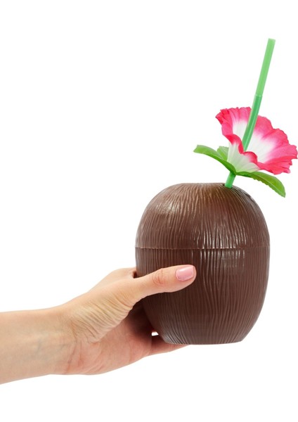 Hindistan Cevizi Hawaii Luau Ha Pipetli Içecek Kabı Bardak 10X13 cm 1 Adet fiyatları