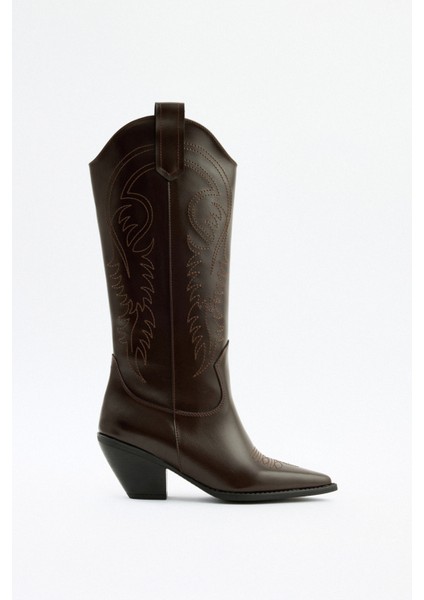 Çizme 2523 - İşlemeli Kovboy Acı Kahve Kadın Çizme fiyatları