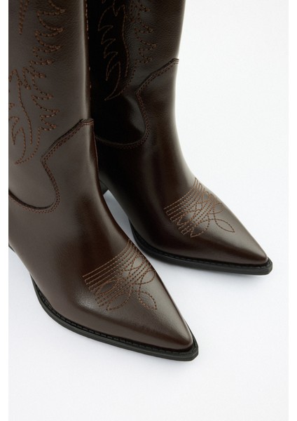 Çizme 2523 - İşlemeli Kovboy Acı Kahve Kadın Çizme fırsatları