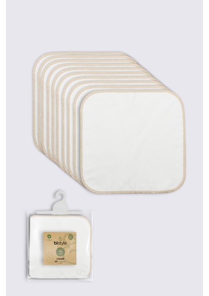 bulurum bistyle organik 28x28 10'lu penye mendil 90101 ekru