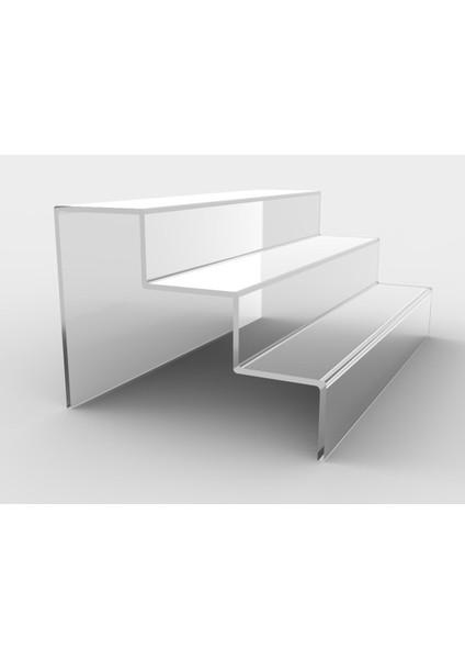 Pleksi Şeffaf Merdiven Sergileme Standı 3 Kademeli 30 cm modelleri