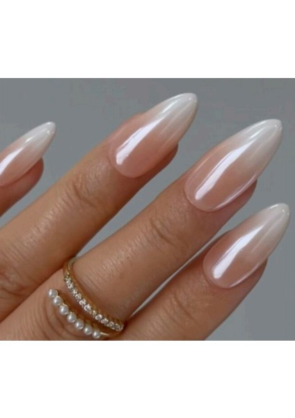 10'lu Beyaz Uzun Badem TT1223 Tekrar Kullanılabilir El Yapımı Protez Takma Tırnak - Beyaz-L