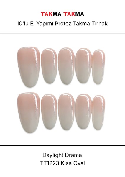 10'lu Beyaz Uzun Badem TT1223 Tekrar Kullanılabilir El Yapımı Protez Takma Tırnak - Beyaz-L fiyatları