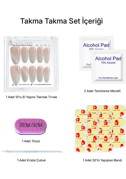 10'lu Beyaz Uzun Badem TT1223 Tekrar Kullanılabilir El Yapımı Protez Takma Tırnak - Beyaz-L modelleri