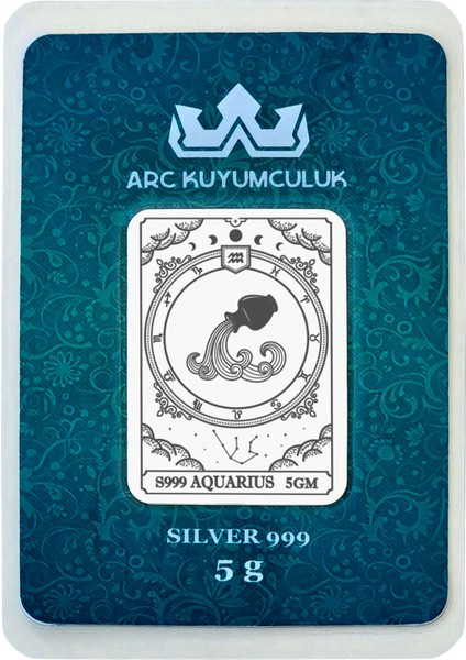 Şubat Ayı Doğumlarına Özel Kova Burcu Sembolü Hediyeye Özel 5 Gram 999 Ayar Gümüş KÜLÇESI-784