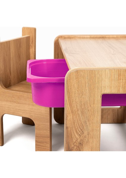 Tek Kişilik Çocuk Oyun, Aktivite ve Etkinlik Masası, Ceviz-Lila, 18MM 1.sınıf Mdf fiyatları