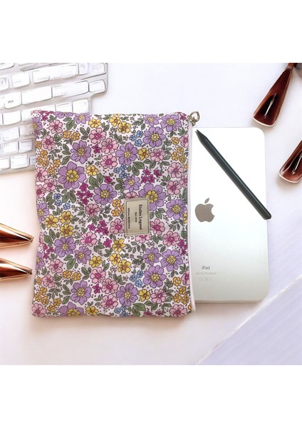 Retro Çiçek Desenli Laptop Tablet Çantası 11 Inç 12 Inç Uyumlu