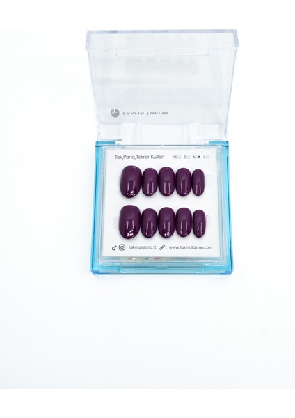 10'lu Mor Kısa Oval TT1231 Tekrar Kullanılabilir El Yapımı Protez Takma Tırnak - Mor-L fiyatları
