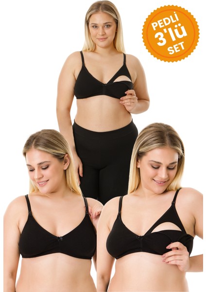 3'lü Çıkarılabilir Pedli Emzirme Sütyeni