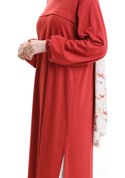 Yandan Yırtmaçlı Uzun Tunik 4104-09 Kiremit indirimleri