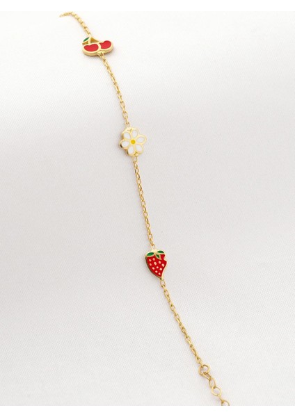 Altın Mineli Çocuk Bilekliği - Kiraz, Papatya, Çilek Figürlü fiyatları