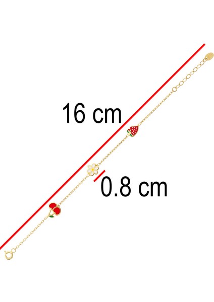 Altın Mineli Çocuk Bilekliği - Kiraz, Papatya, Çilek Figürlü indirimleri