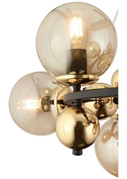 12LI Dikdörtgen Camlı Gold Modern Avize modelleri