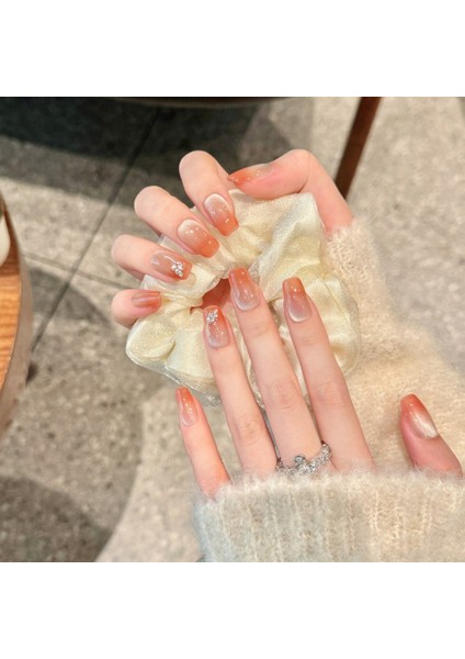 10'lu Ten Rengi Orta Kare TT1330 Tekrar Kullanılabilir El Yapımı Protez Takma Tırnak - Ten Rengi-XS fiyatları