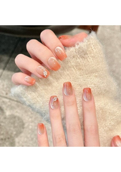 10'lu Ten Rengi Orta Kare TT1330 Tekrar Kullanılabilir El Yapımı Protez Takma Tırnak - Ten Rengi-XS modelleri