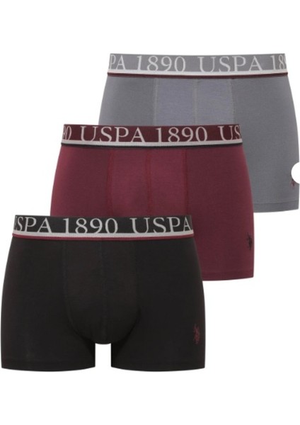 Erkek Lisanslı Uspa / Siyah - Antrasit - Mürdüm Exclusive 3 Adet Boxer