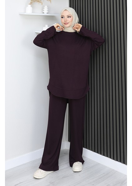 Oysho Kumaş Tunik Pantolon Ikili Takım 2164-01 Mürdüm