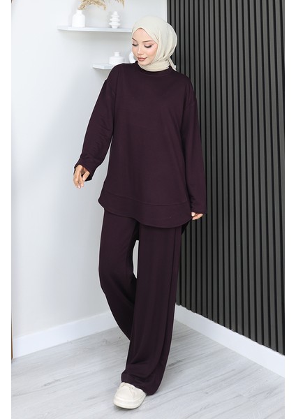 Oysho Kumaş Tunik Pantolon Ikili Takım 2164-01 Mürdüm modelleri