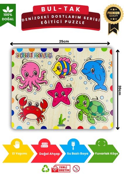 Denizdeki Dostlarım Ahşap Eğitici Puzzle Oyuncak