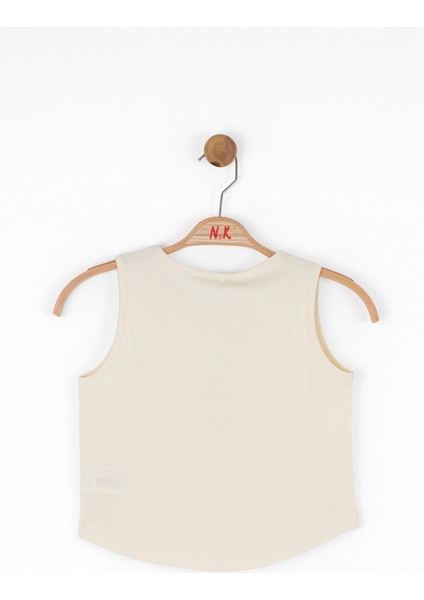 08-14 Yaş Kız Çocuk Vizon-Krem Taos Etekli Üçlü Takım - Vizon-Krem