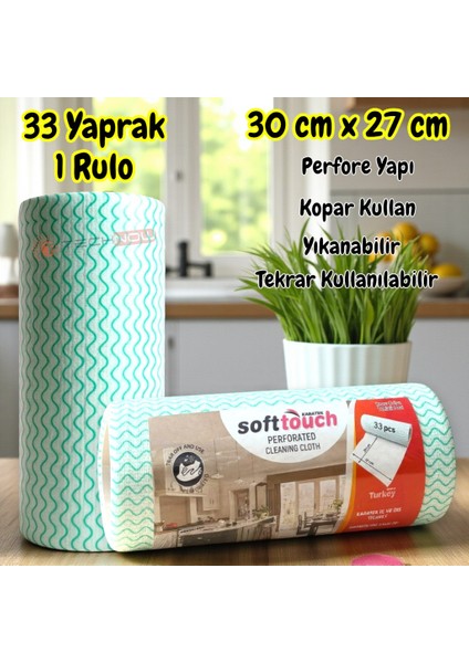 Softtex 33 Yaprak Kopar Kullan Rulo Hassas Temizlik Bezi 27X30CM