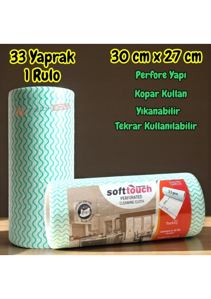 Softtex 33 Yaprak Kopar Kullan Rulo Hassas Temizlik Bezi 27X30CM fiyatları