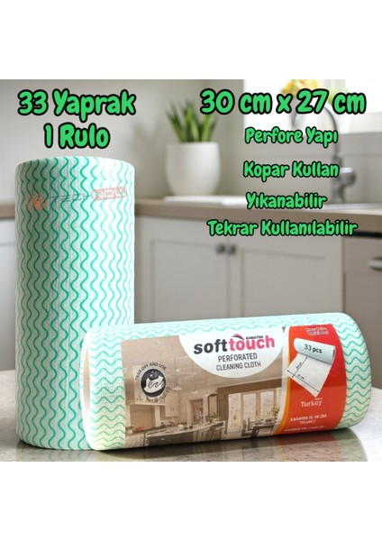 Softtex 33 Yaprak Kopar Kullan Rulo Hassas Temizlik Bezi 27X30CM indirimleri
