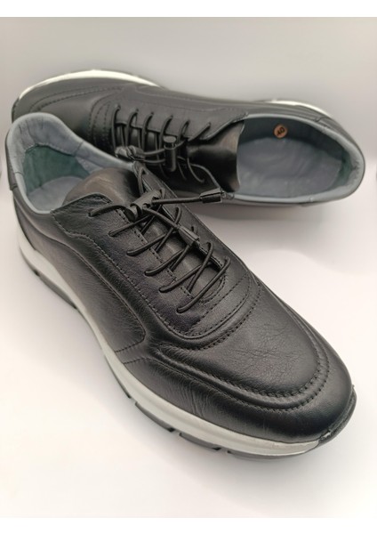 Hakiki Deri Lastikli Bağcıklı Çok Rahat ve Şık Eva Taban Günlük Sneaker Spor Ayakkabı fiyatları