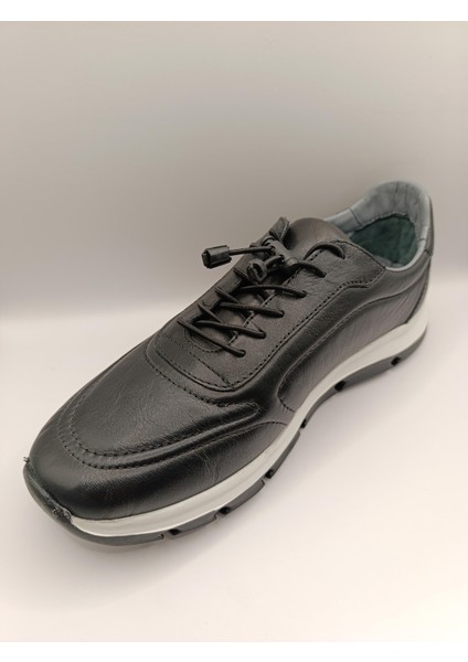 Hakiki Deri Lastikli Bağcıklı Çok Rahat ve Şık Eva Taban Günlük Sneaker Spor Ayakkabı fırsatları