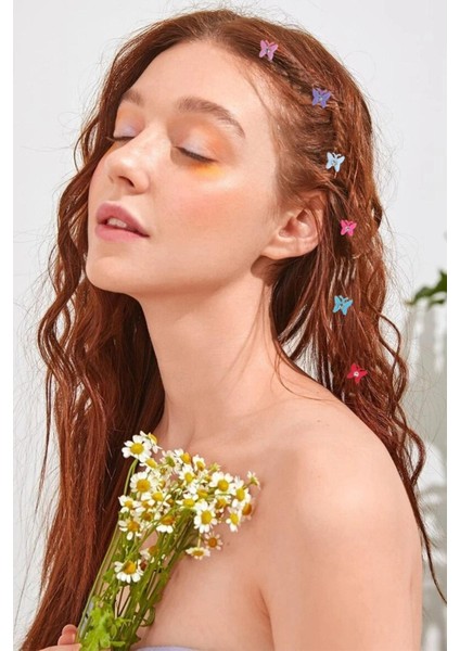 Kadın 12'li Kalp Şeklinde Renkli Saç Süsü Seti Günlük Kullanım İçin