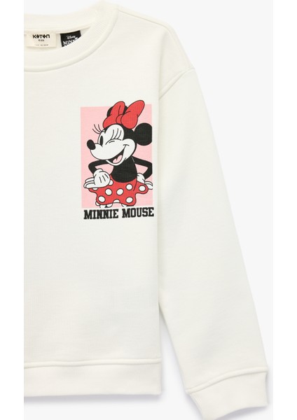Minnie Mouse Baskılı Uzun Kollu Bisiklet Yaka Lisanslı Sweatshirt modelleri