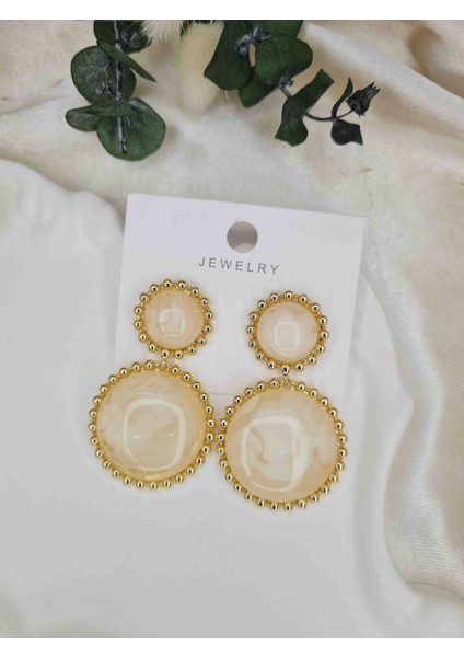Gold Vintage Mermer Detay Sallantılı Küpe – Zarif Büyük Model fiyatları