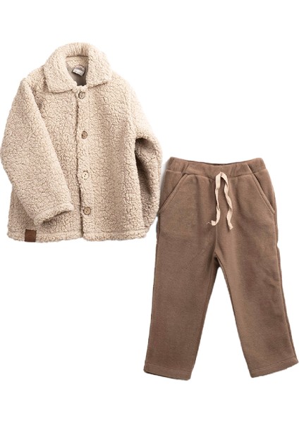 Erkek Çocuk Welsoft Kumaş 2'li Takım (Düğmeli Hırka+Polar Alt) 12375