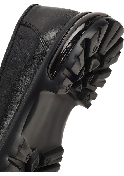 Erkek Siyah Kalın Tabanlı Deri Loafer 25WFD675618