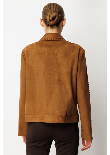 Kadın Çıtçıtlı Süet Mont 8015 Taba fırsatları